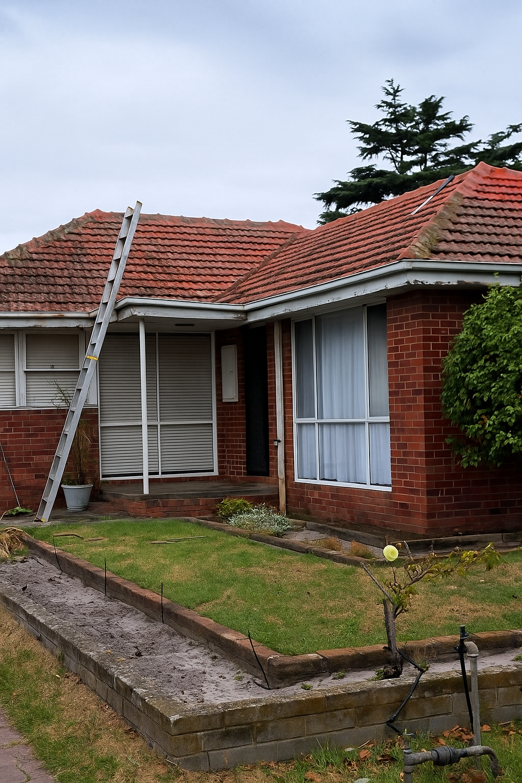 Roof covered in lichen before cleaning